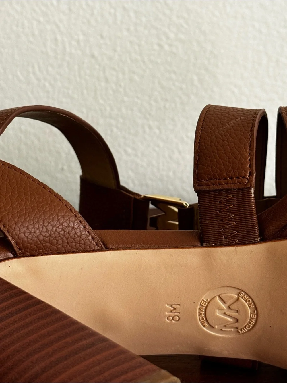 Michael Kors Brown Leather Platform Block Heel Sandals